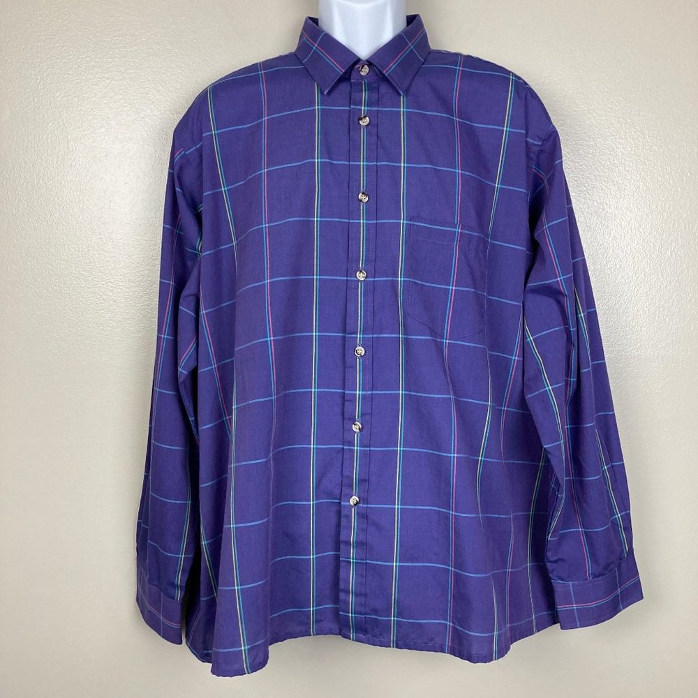 THE FOX COLLECTION - XL -  VINTAGE Purple Button Down Shirt